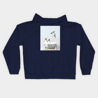 Penguins in a Vintage Bathtub Kids Hoodie